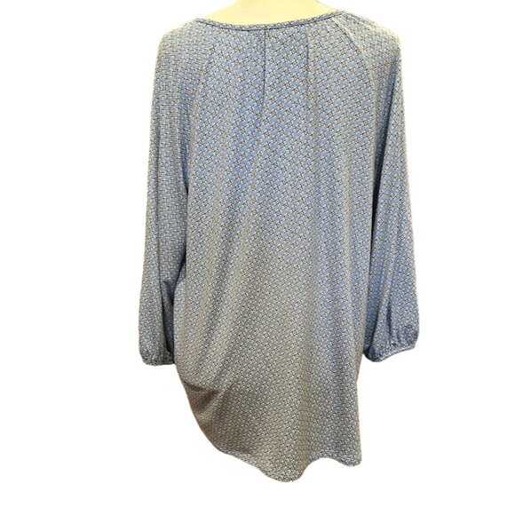 Croft & Barrow Womens Long Sleeve Blouse Medium Blue Floral Patterned - Picture 2 of 9